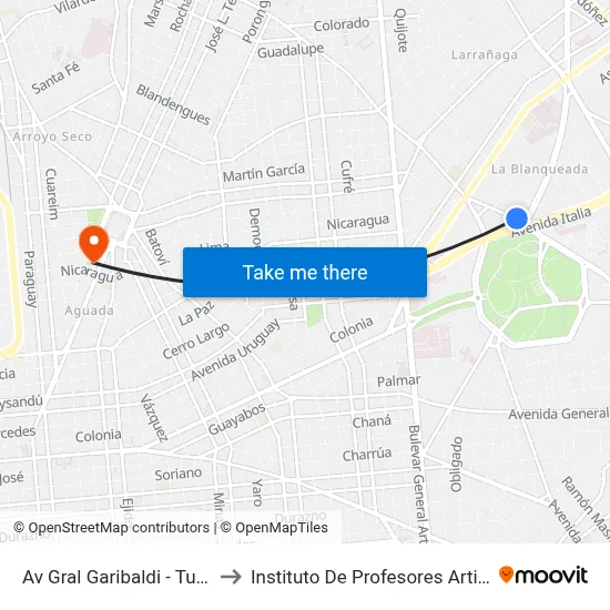 Av Gral Garibaldi - Tuyuti to Instituto De Profesores Artigas map