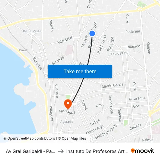 Av Gral Garibaldi - Pando to Instituto De Profesores Artigas map