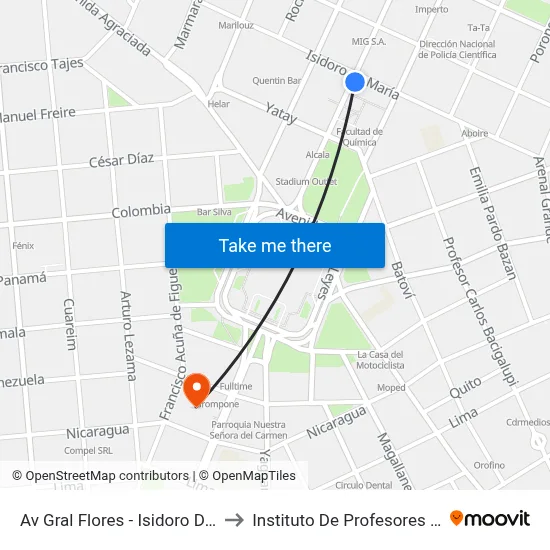 Av Gral Flores - Isidoro De Maria to Instituto De Profesores Artigas map