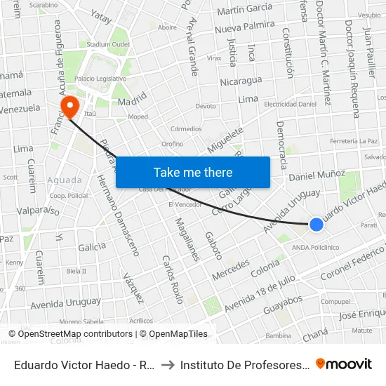 Eduardo Victor Haedo - Republica to Instituto De Profesores Artigas map