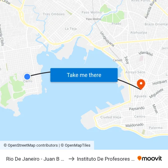 Rio De Janeiro - Juan B Viacaba to Instituto De Profesores Artigas map