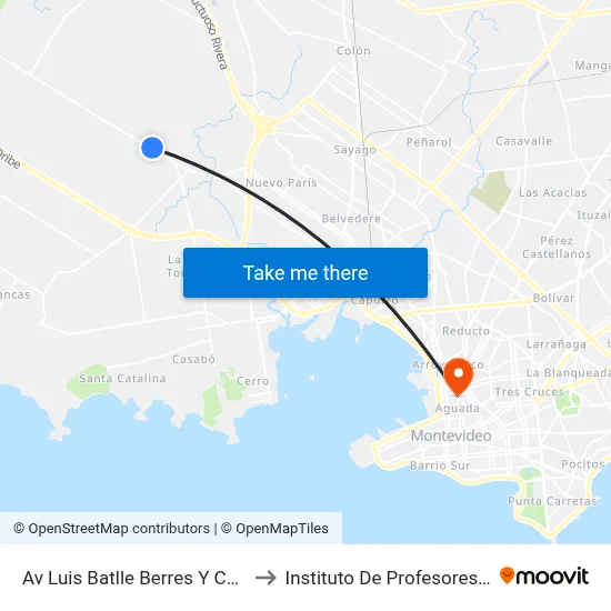Av Luis Batlle Berres Y Calle 6575 to Instituto De Profesores Artigas map