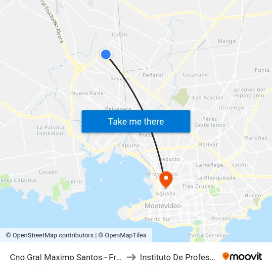 Cno Gral Maximo Santos - Francisco Alvarez to Instituto De Profesores Artigas map