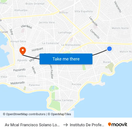 Av Mcal Francisco Solano Lopez - Humberto 1ro to Instituto De Profesores Artigas map