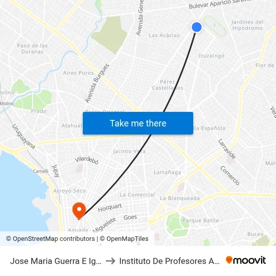 Jose Maria Guerra E Iguazu to Instituto De Profesores Artigas map