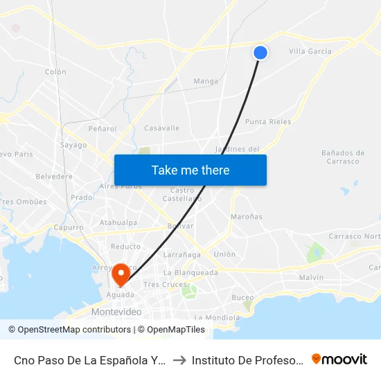 Cno Paso De La Española Y Cno El Aguila to Instituto De Profesores Artigas map