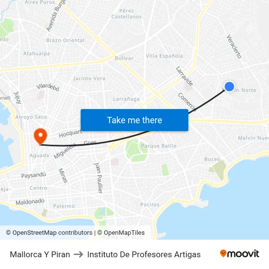 Mallorca Y Piran to Instituto De Profesores Artigas map