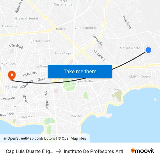 Cap Luis Duarte E Igua to Instituto De Profesores Artigas map