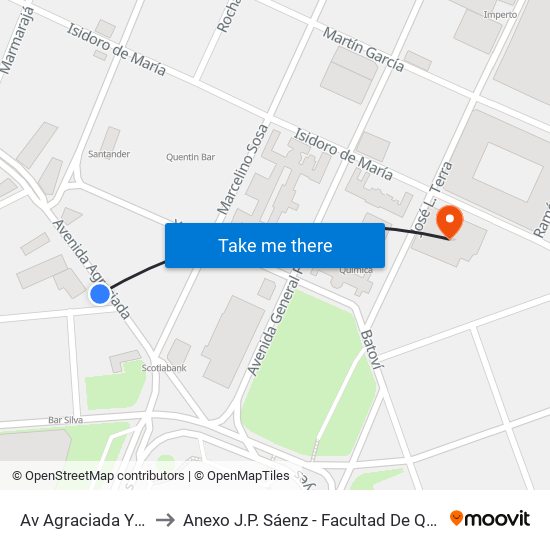 Av Agraciada Y Gral Cesar Diaz to Anexo J.P. Sáenz - Facultad De Química Y Facultad De Medicina map