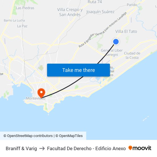 Braniff & Varig to Facultad De Derecho - Edificio Anexo map