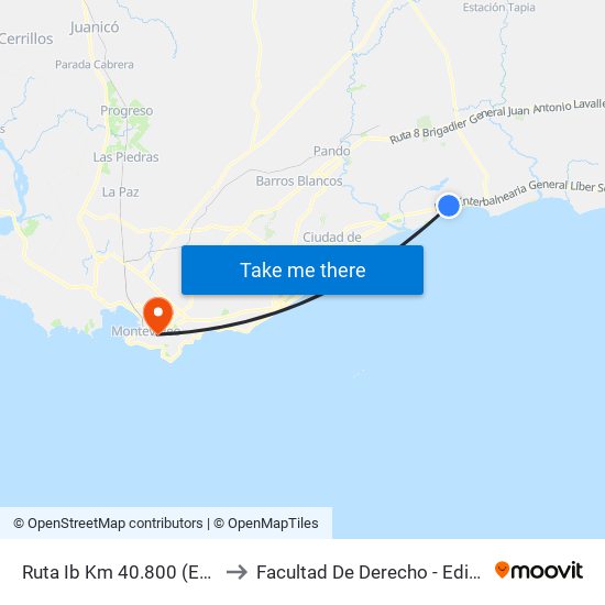 Ruta Ib Km 40.800 (Esq. Canal) to Facultad De Derecho - Edificio Anexo map