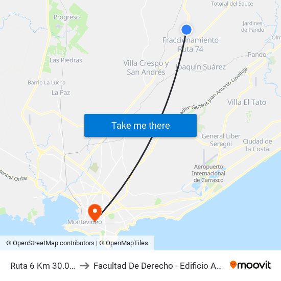 Ruta 6 Km 30.000 to Facultad De Derecho - Edificio Anexo map