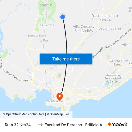 Ruta 32 Km24.000 to Facultad De Derecho - Edificio Anexo map