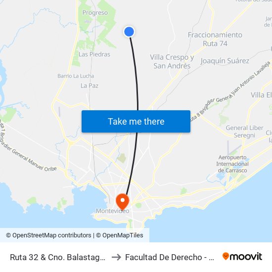 Ruta 32 & Cno. Balastago (Km24.500) to Facultad De Derecho - Edificio Anexo map