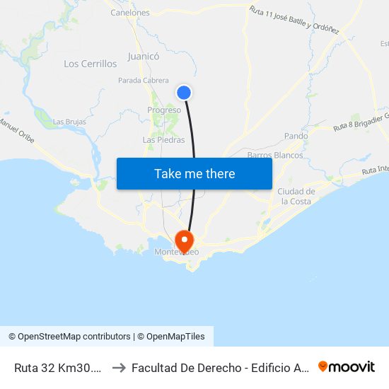 Ruta 32 Km30.900 to Facultad De Derecho - Edificio Anexo map