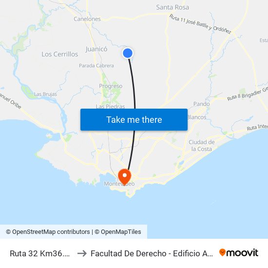 Ruta 32 Km36.000 to Facultad De Derecho - Edificio Anexo map