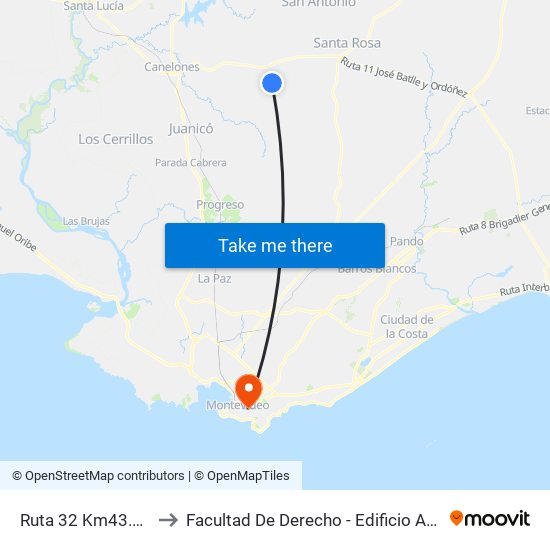 Ruta 32 Km43.200 to Facultad De Derecho - Edificio Anexo map