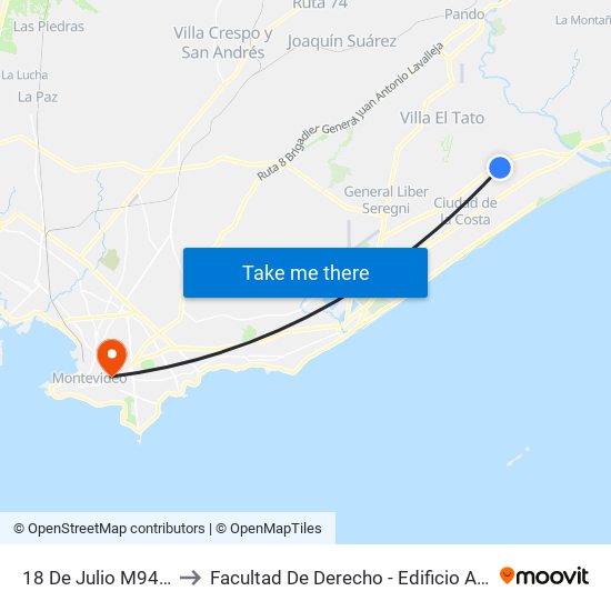 18 De Julio M94 S1 to Facultad De Derecho - Edificio Anexo map