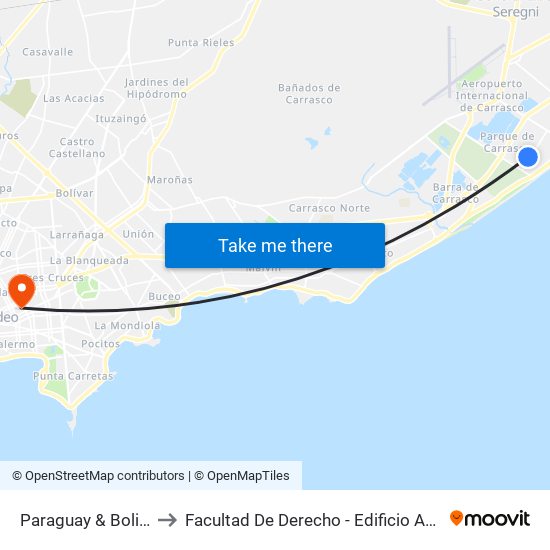 Paraguay & Bolivia to Facultad De Derecho - Edificio Anexo map