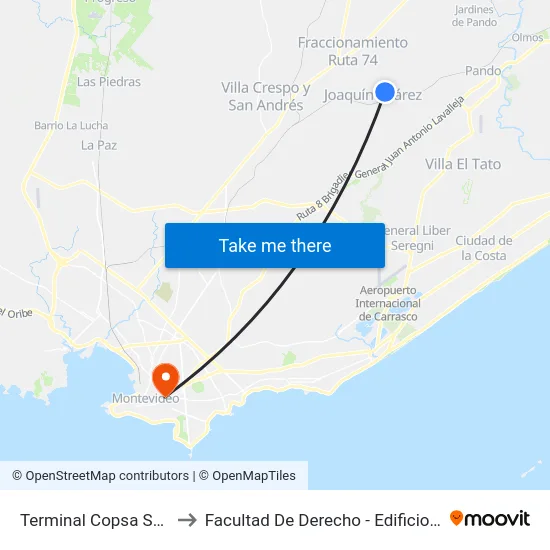 Terminal Copsa Suarez to Facultad De Derecho - Edificio Anexo map