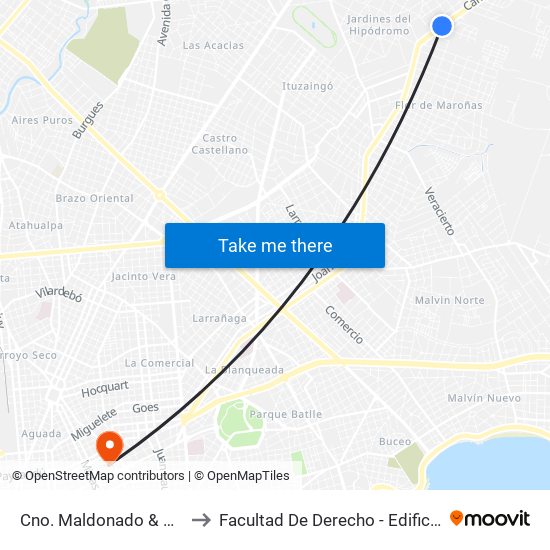 Cno. Maldonado & Venecia to Facultad De Derecho - Edificio Anexo map