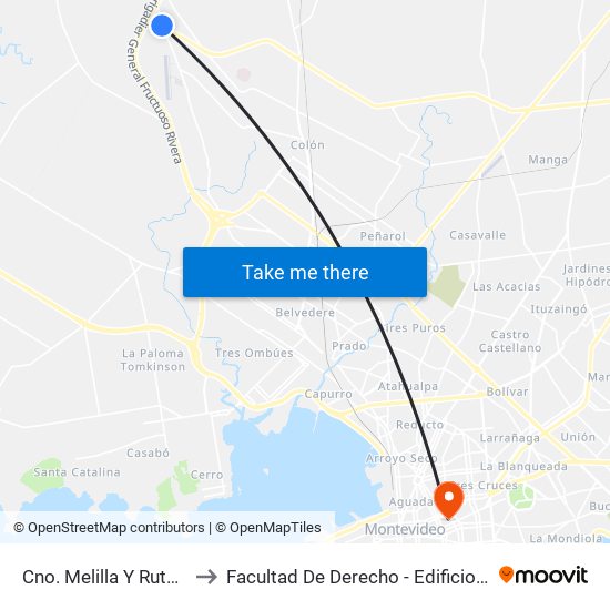 Cno. Melilla Y Ruta 102 to Facultad De Derecho - Edificio Anexo map