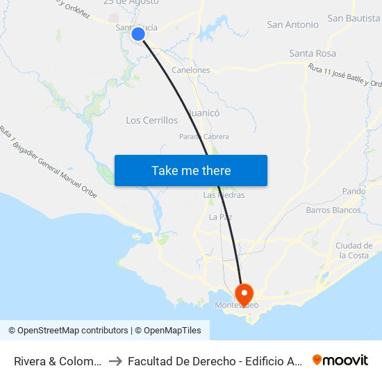 Rivera & Colombia to Facultad De Derecho - Edificio Anexo map