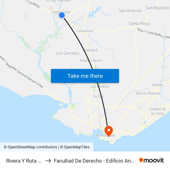 Rivera Y Ruta 11 to Facultad De Derecho - Edificio Anexo map