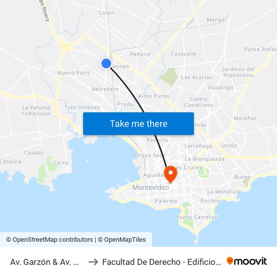 Av. Garzón & Av. Millán to Facultad De Derecho - Edificio Anexo map