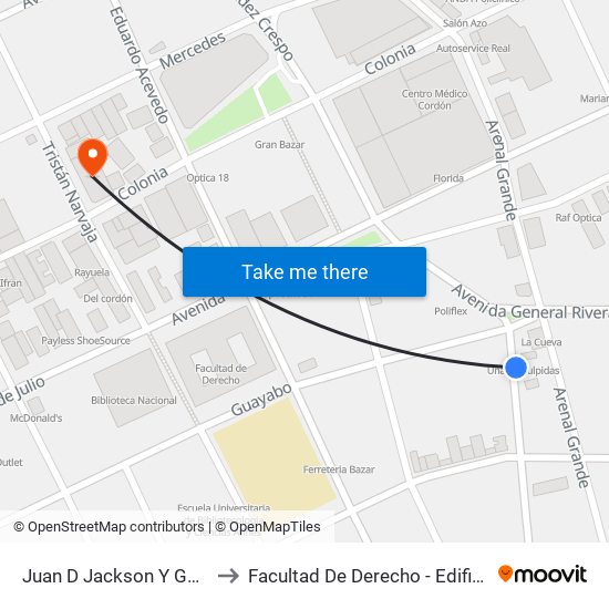 Juan D Jackson Y Guayabos to Facultad De Derecho - Edificio Anexo map