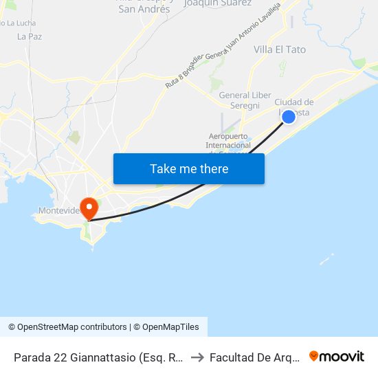 Parada 22 Giannattasio (Esq. Rep. Argentina) to Facultad De Arquitectura map