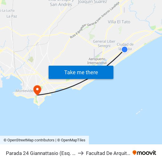 Parada 24 Giannattasio (Esq. Williams) to Facultad De Arquitectura map