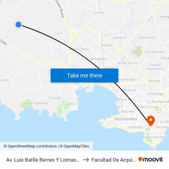 Av. Luis Batlle Berres Y Lomas De Zamora to Facultad De Arquitectura map