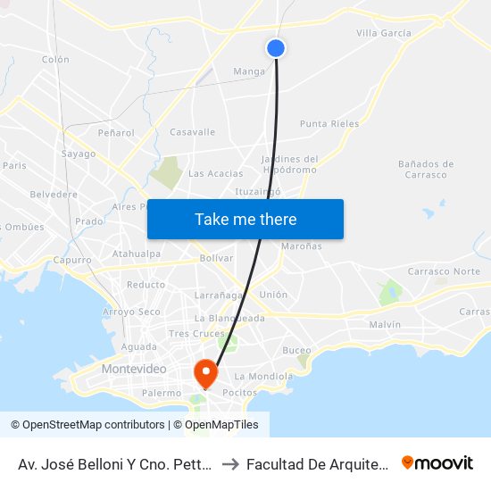 Av. José Belloni Y Cno. Pettirossi to Facultad De Arquitectura map
