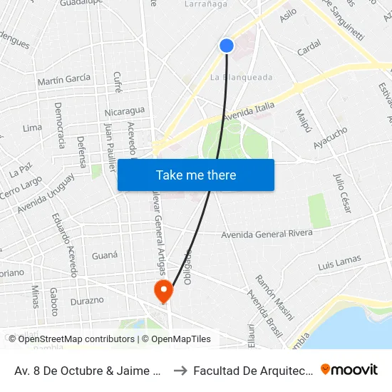 Av. 8 De Octubre & Jaime Cibils to Facultad De Arquitectura map