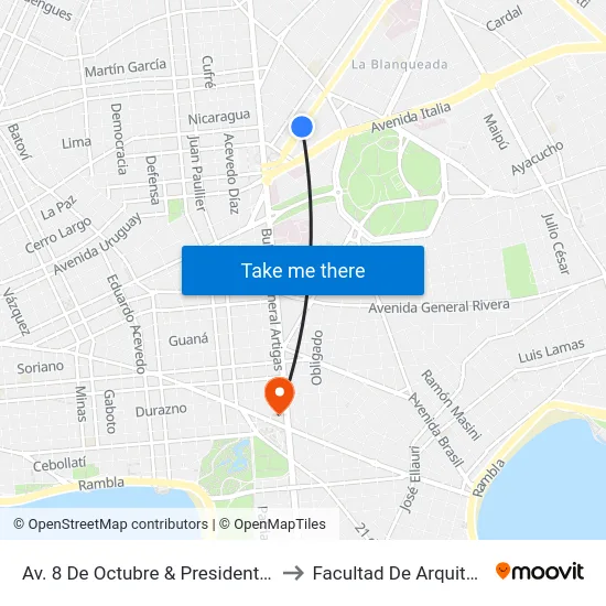 Av. 8 De Octubre & Presidente Berro to Facultad De Arquitectura map