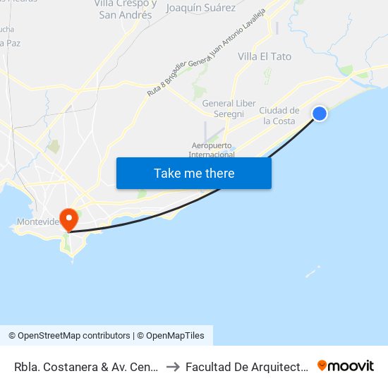 Rbla. Costanera & Av. Central to Facultad De Arquitectura map