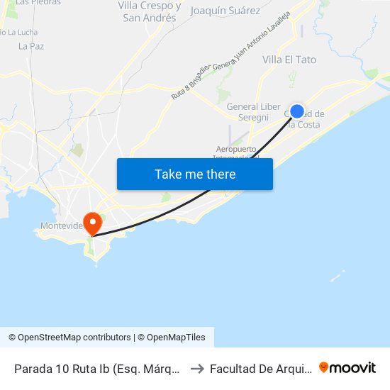Parada 10 Ruta Ib (Esq. Márquez Castro) to Facultad De Arquitectura map