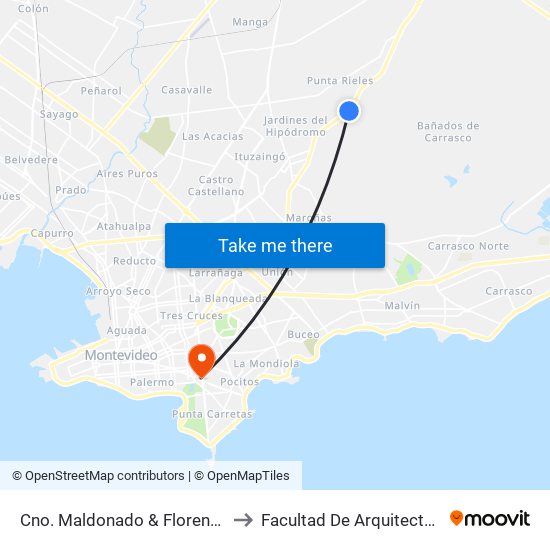 Cno. Maldonado & Florencia to Facultad De Arquitectura map