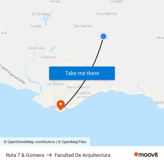 Ruta 7 & Gomera to Facultad De Arquitectura map