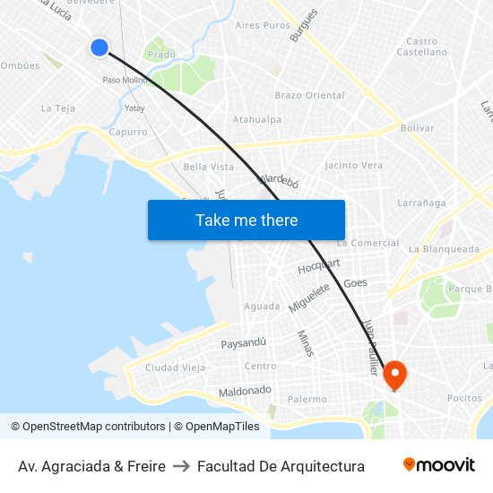 Av. Agraciada & Freire to Facultad De Arquitectura map