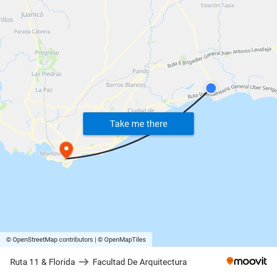 Ruta 11 & Florida to Facultad De Arquitectura map