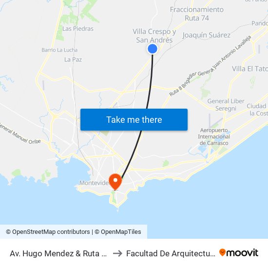 Av. Hugo Mendez & Ruta 33 to Facultad De Arquitectura map
