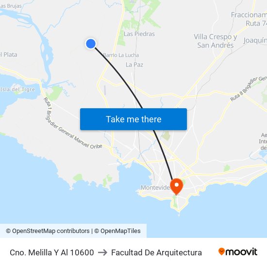 Cno. Melilla Y Al 10600 to Facultad De Arquitectura map