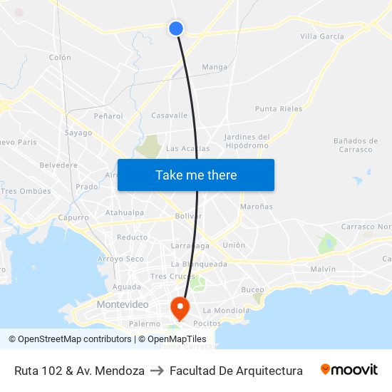 Ruta 102 & Av. Mendoza to Facultad De Arquitectura map