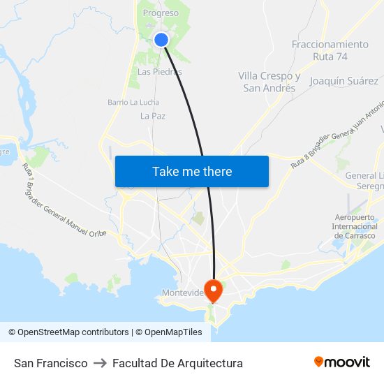 San Francisco to Facultad De Arquitectura map