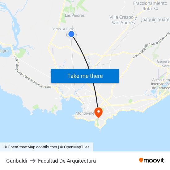 Garibaldi to Facultad De Arquitectura map