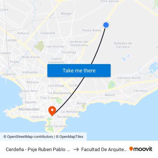 Cerdeña - Psje Ruben Pablo Brando to Facultad De Arquitectura map