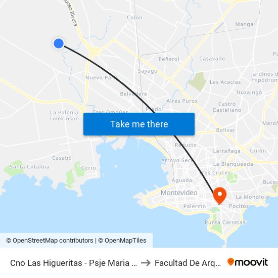 Cno Las Higueritas - Psje Maria Angelica Piola to Facultad De Arquitectura map