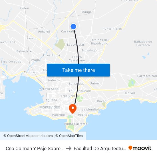 Cno Colman Y Psje Sobrera to Facultad De Arquitectura map